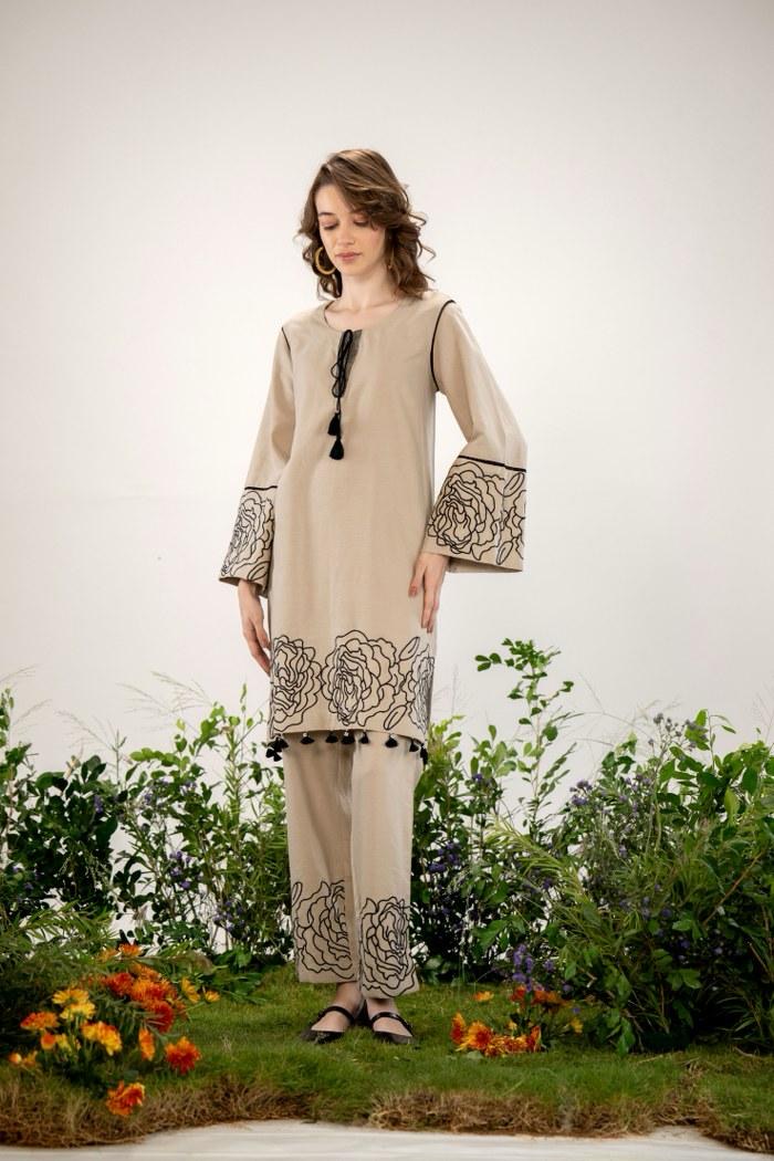 Pure Cotton Co Ord Set with Hand Work Touchup
