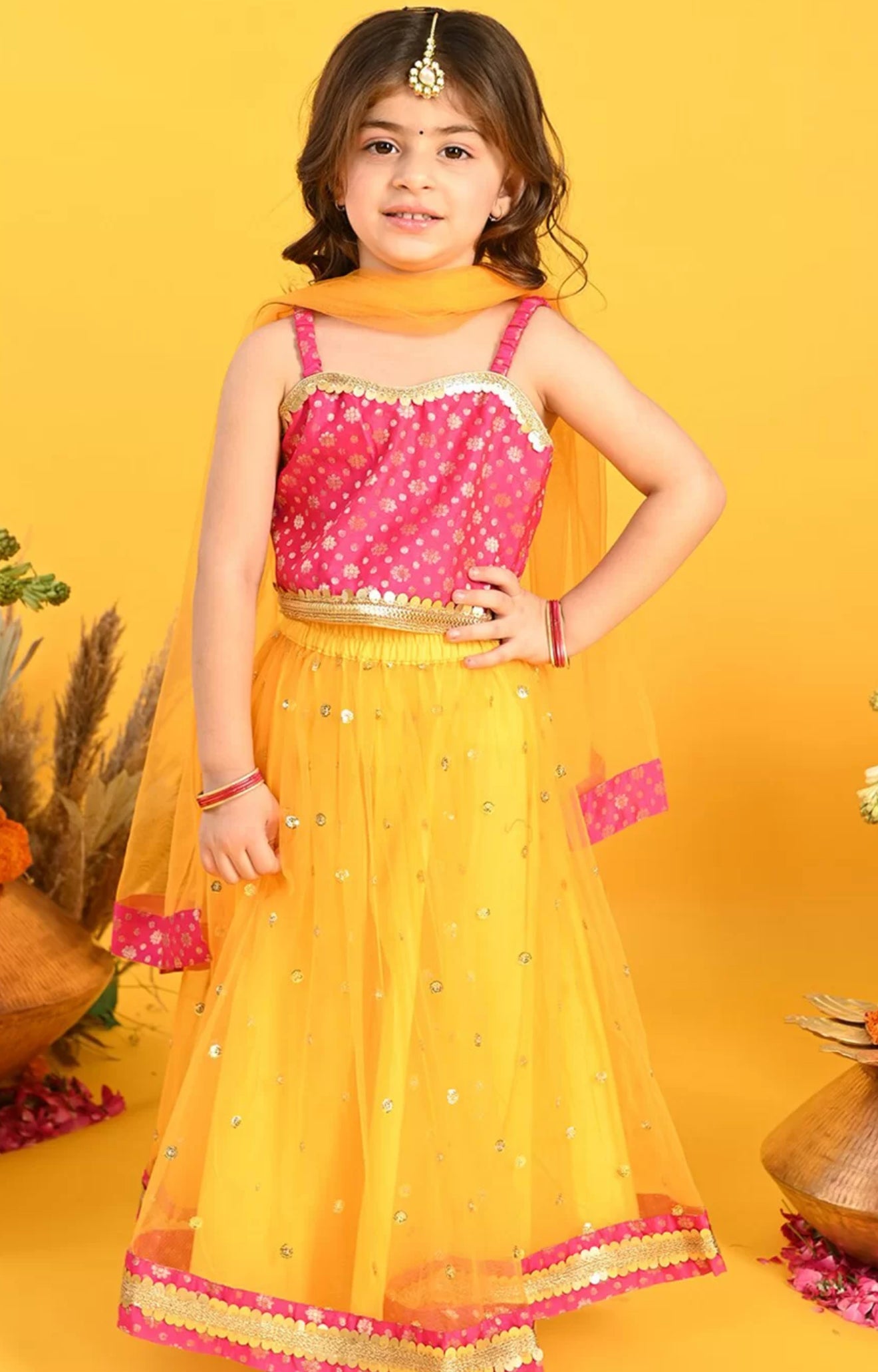 Girls Sequinned Embellished Ready to Wear Lehanga Choli Set