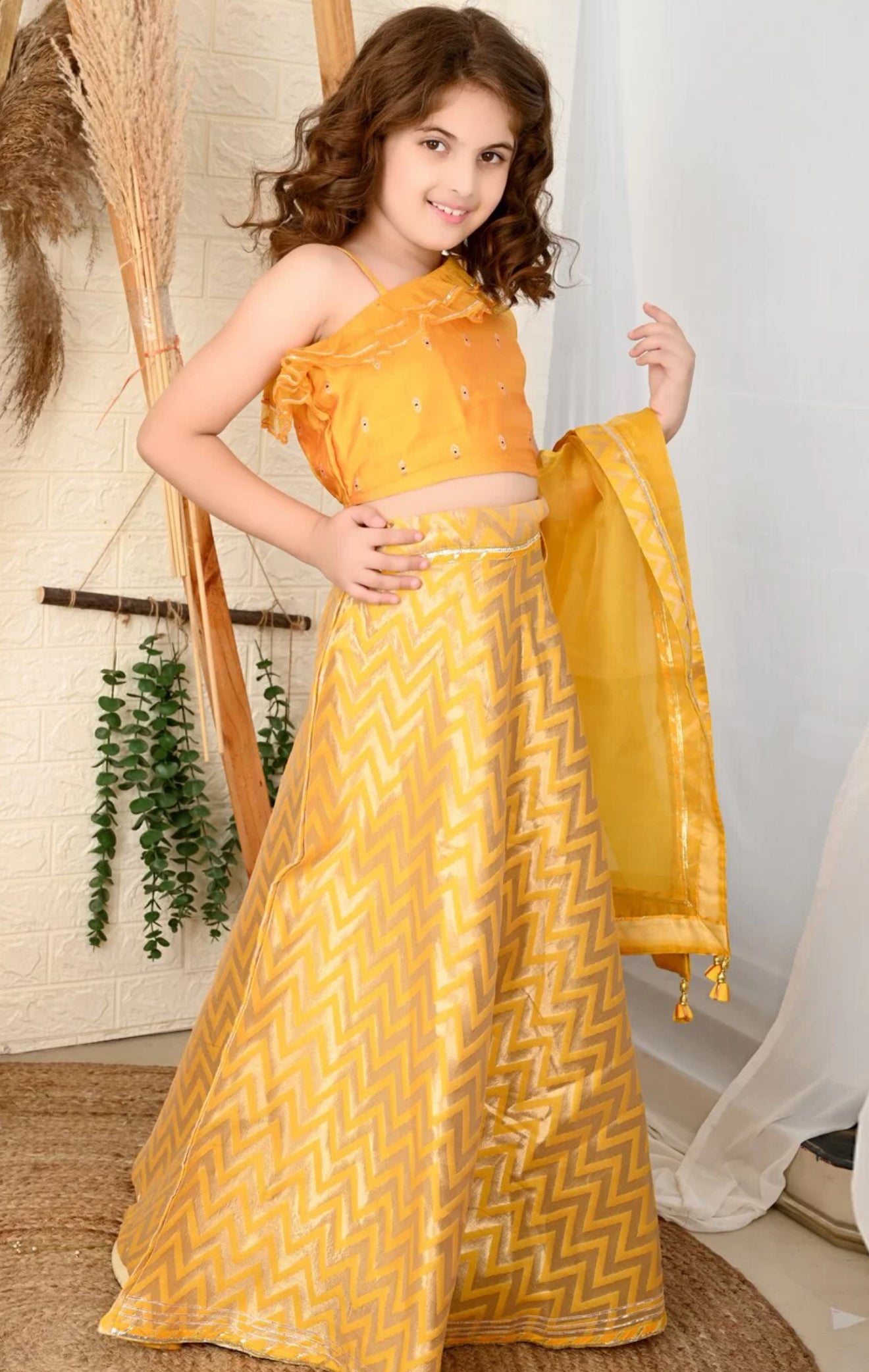 Girls Embellished Ready to Wear Lehanga Choli Set with Dupatta