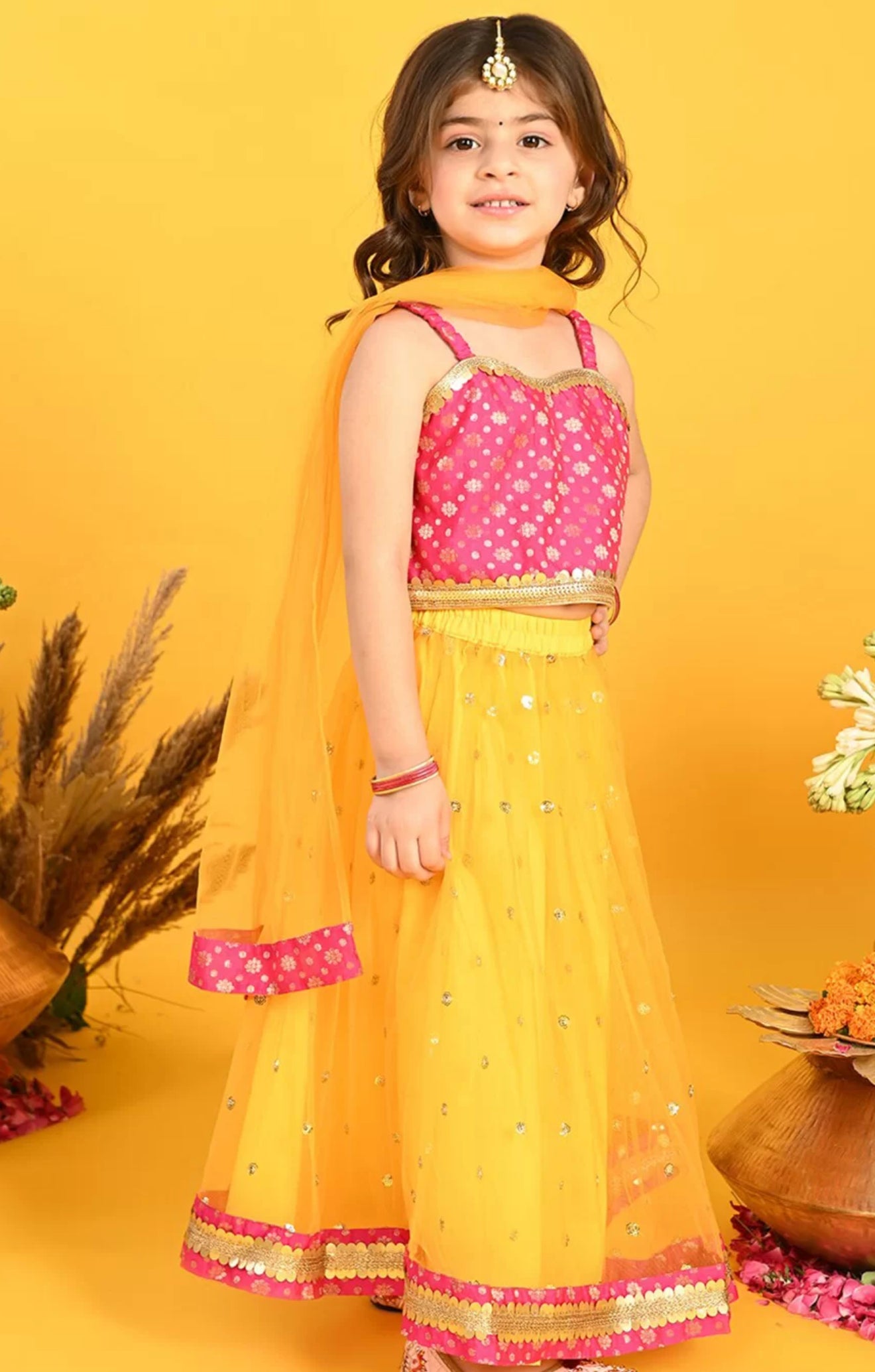 Girls Sequinned Embellished Ready to Wear Lehanga Choli Set