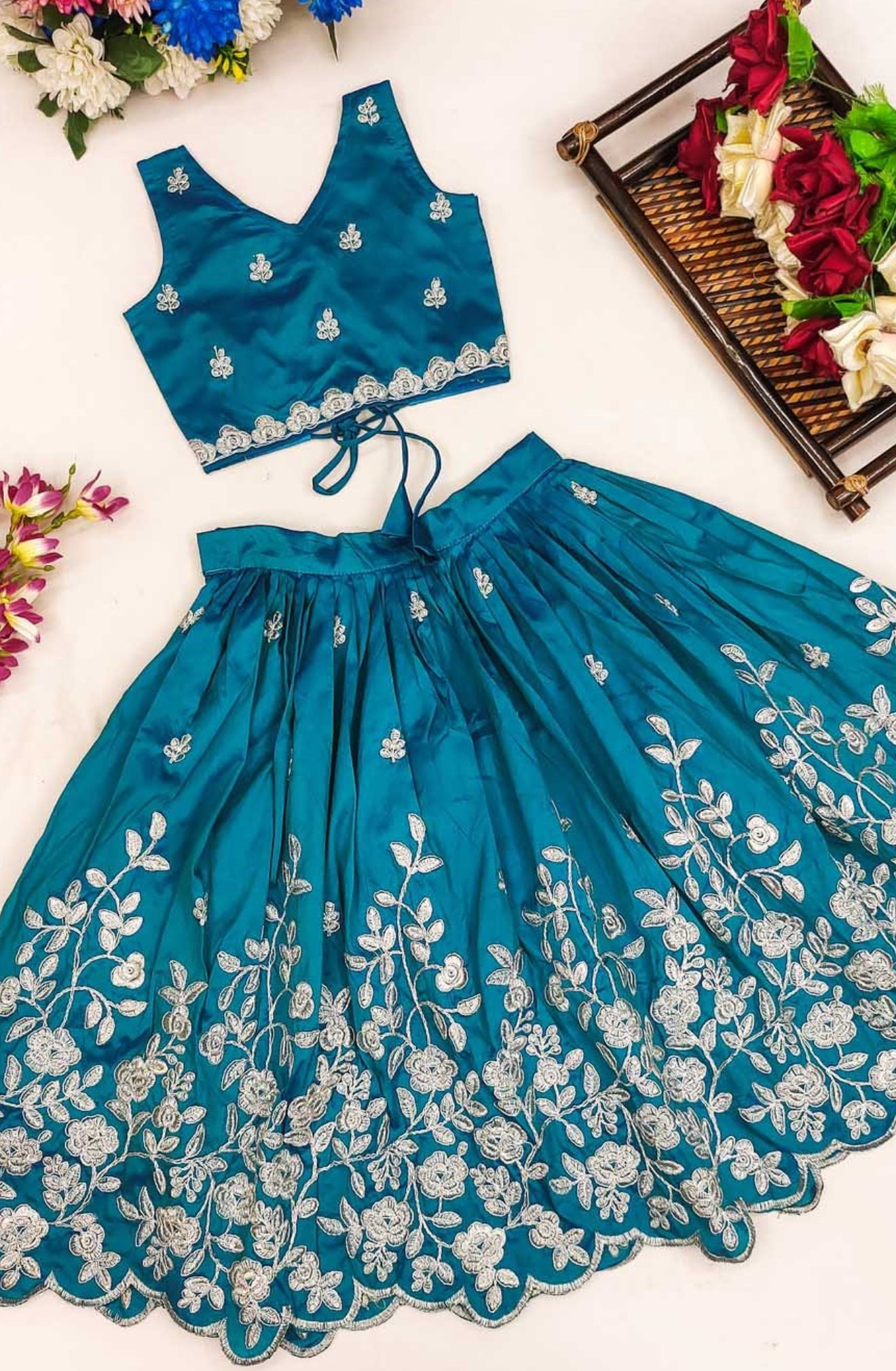 Girls Ready to Wear Silk Lehanga Set