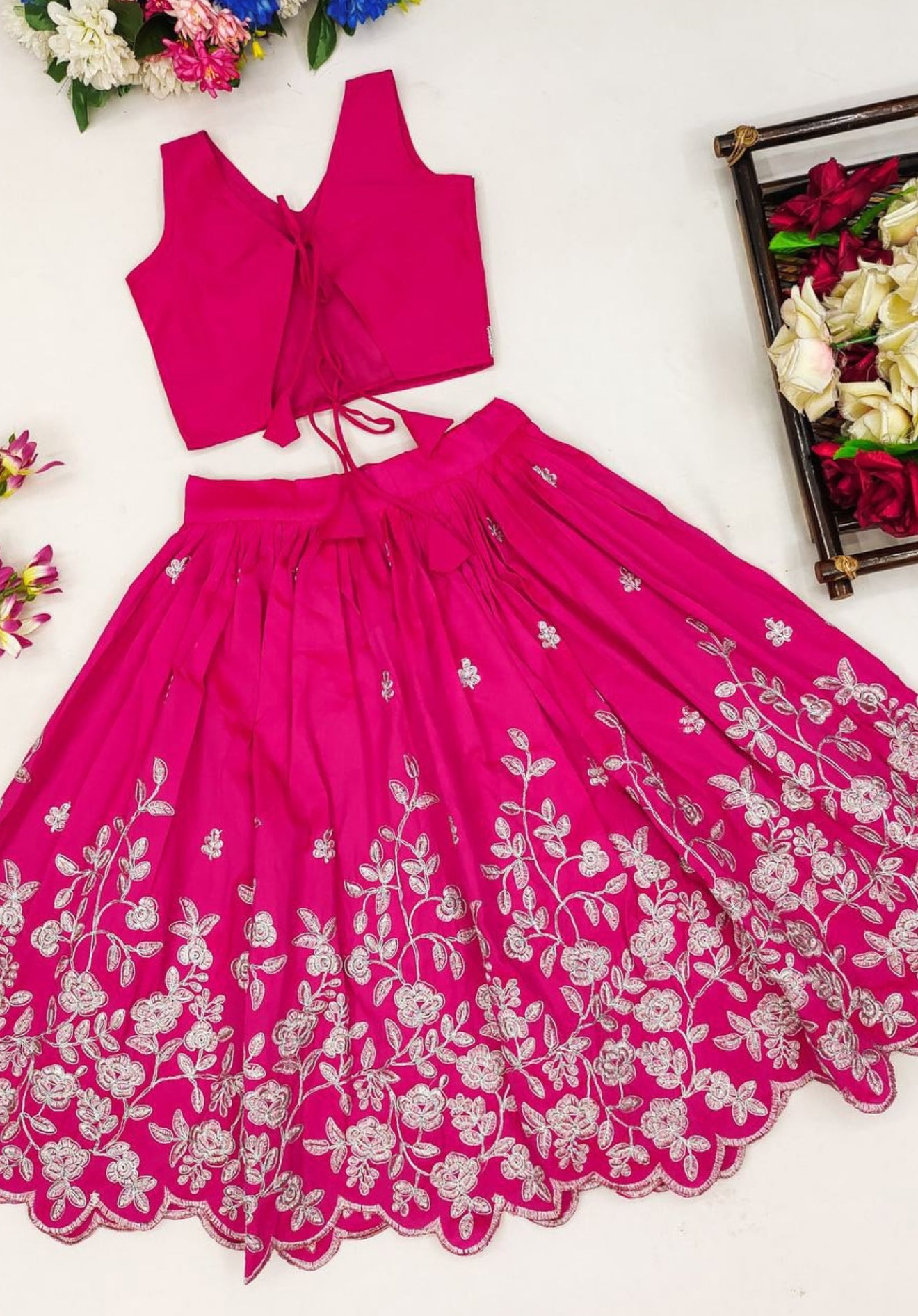Girls Ready to Wear Silk Lehanga Set