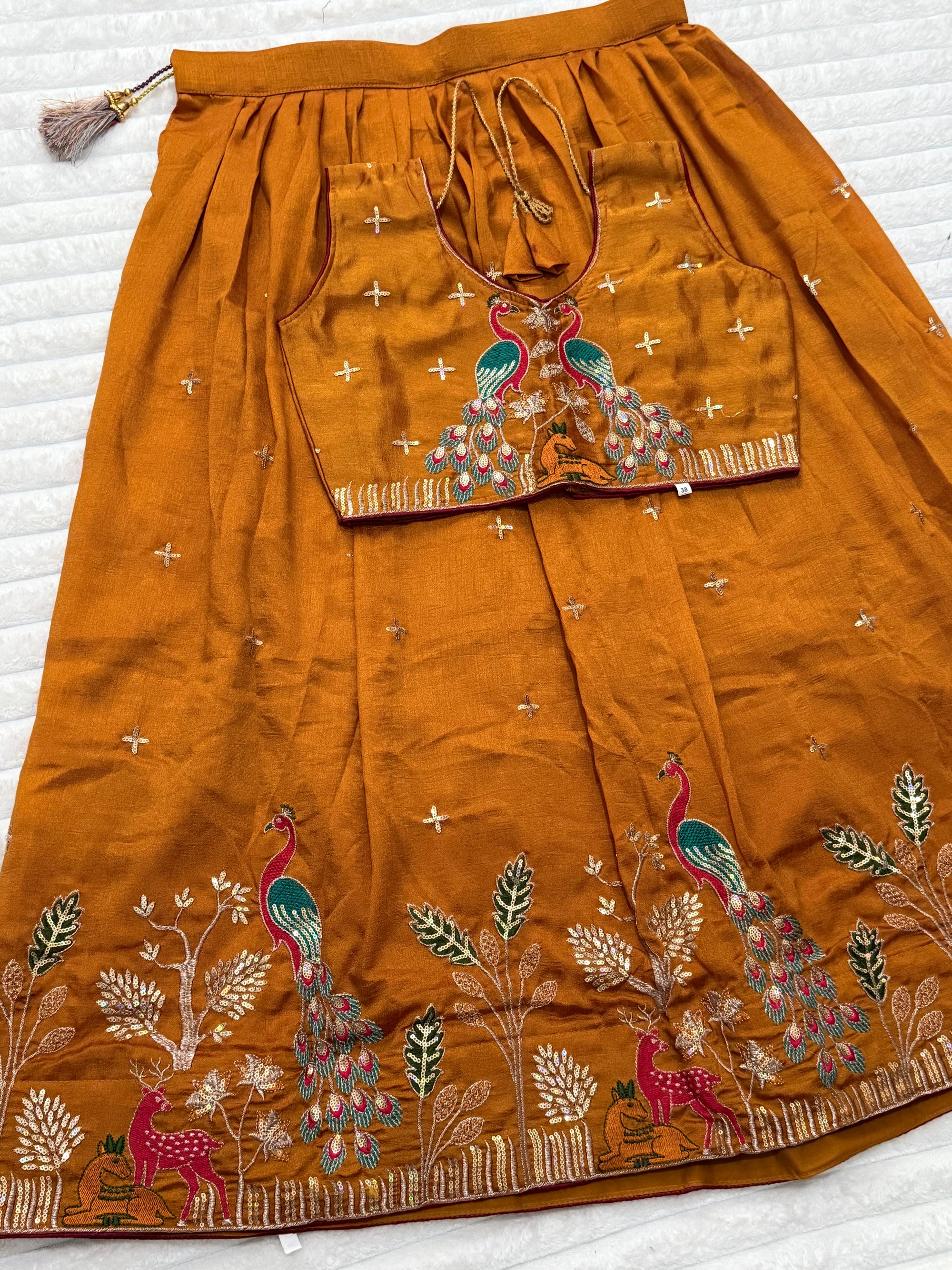 Girls Yellow Silk Lehenga Set