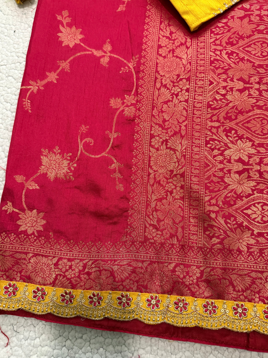 Dola Silk Saree with Embroidered Stitched Blouse