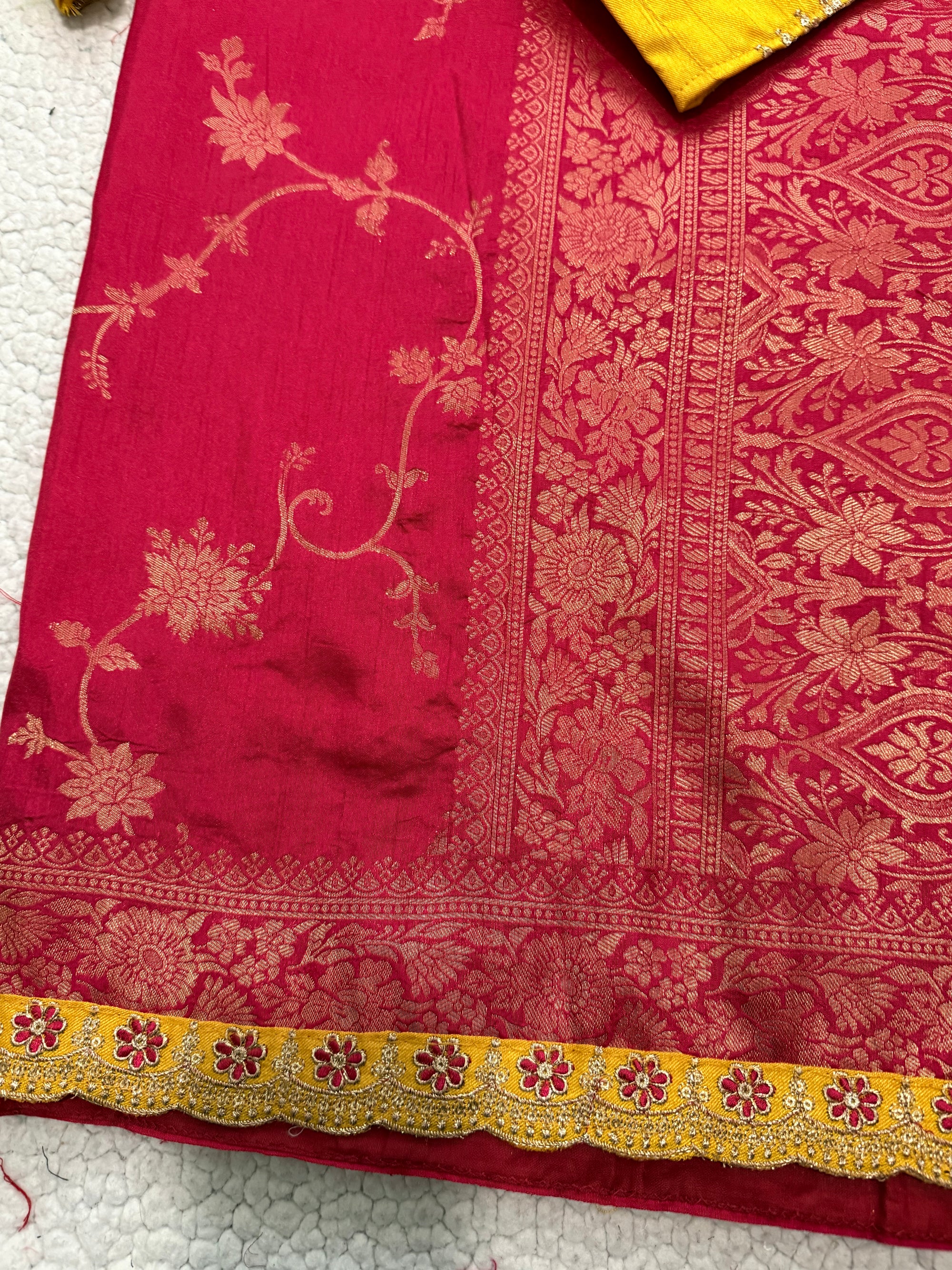 Dola Silk Saree with Embroidered Stitched Blouse