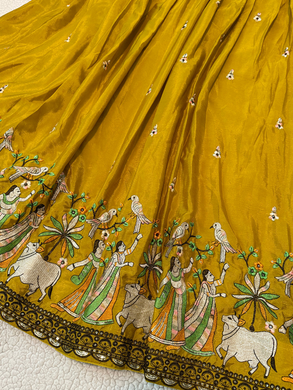Women Heavy Embroidered Sequence Worked Chinon Lehanga Choli Set