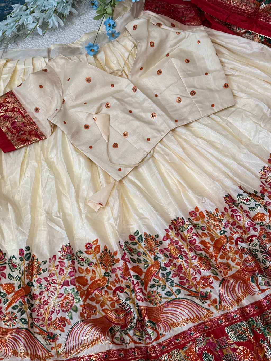 Kalamkari Printed Foil Work Lehanga Choli Set