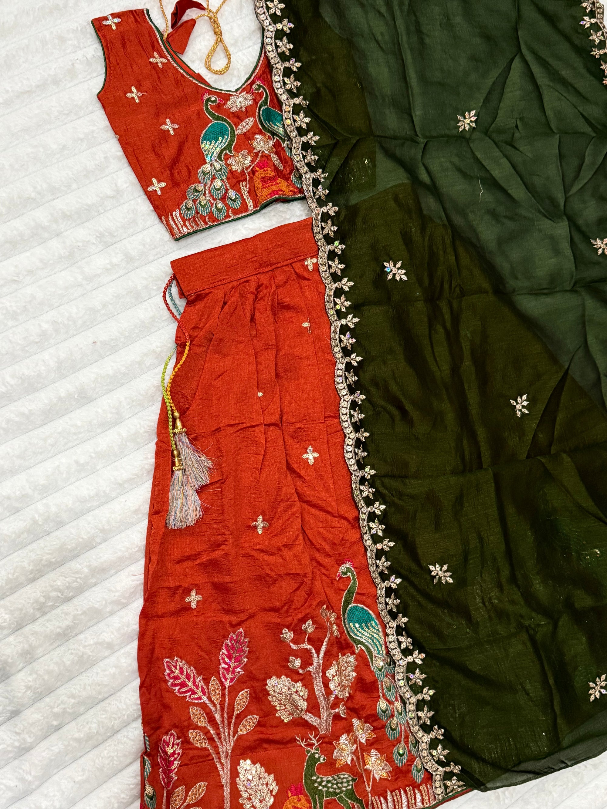 Girls Festive Wear Silk Lehenga Set