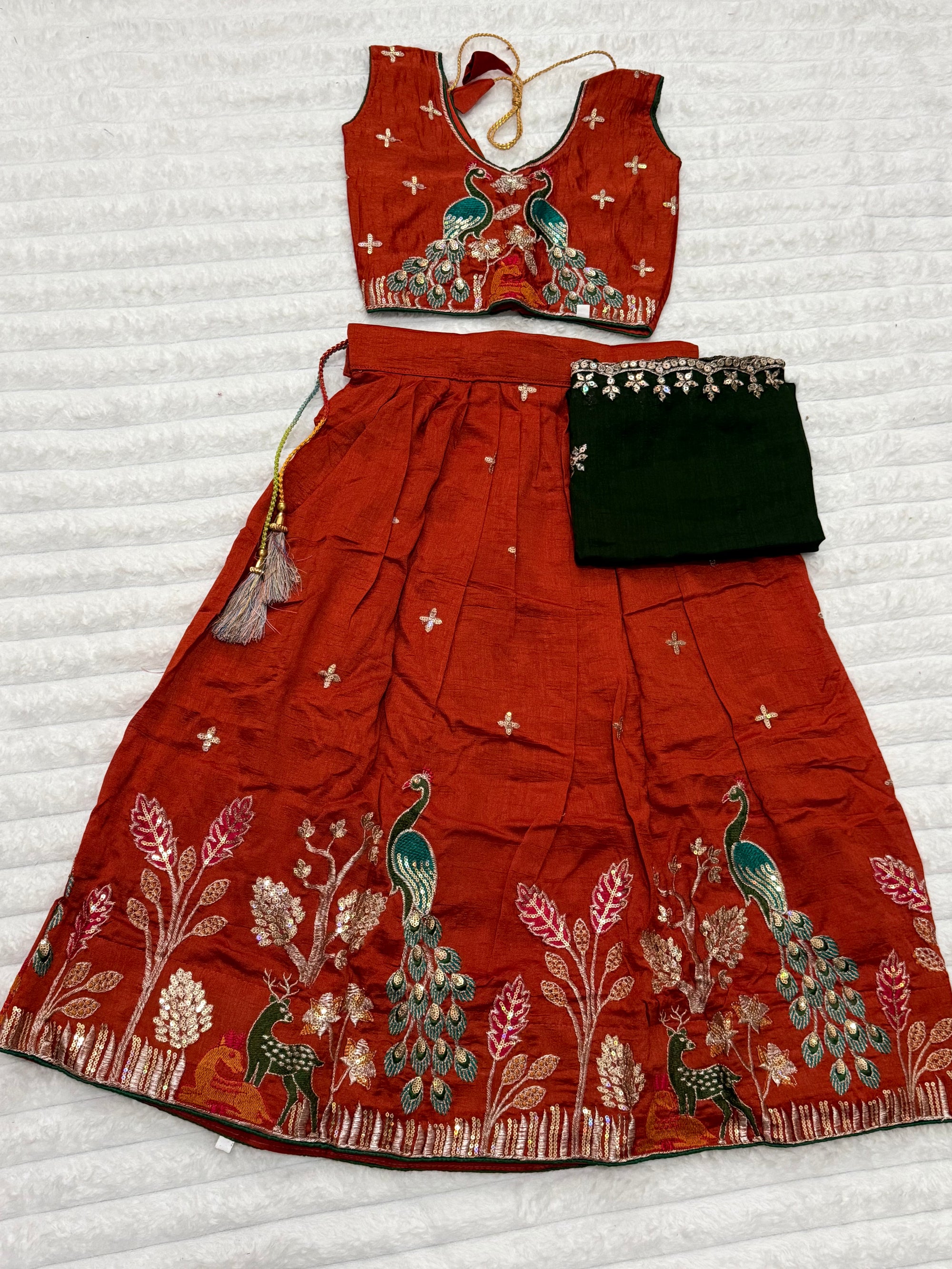 Girls Festive Wear Silk Lehenga Set