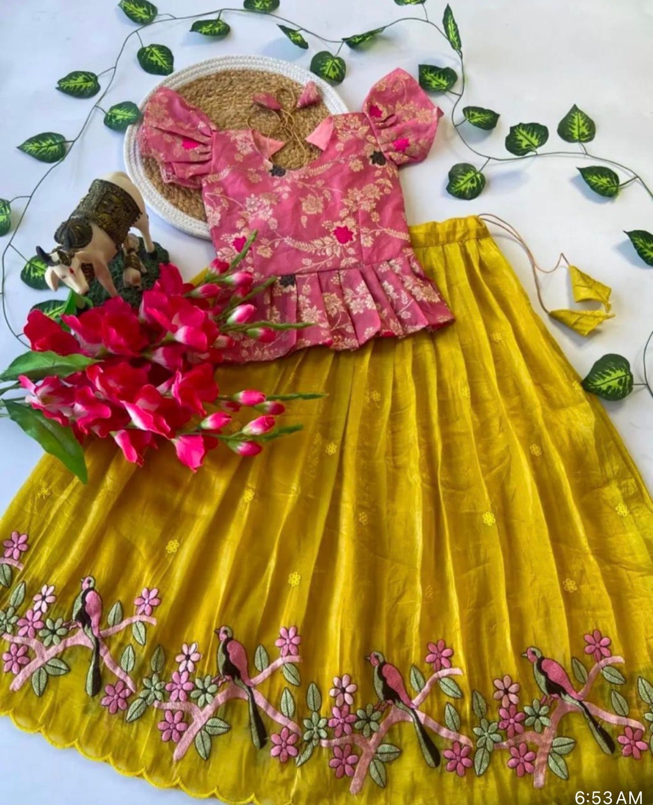 Girls Silk Embroidered Lehanga Choli Set