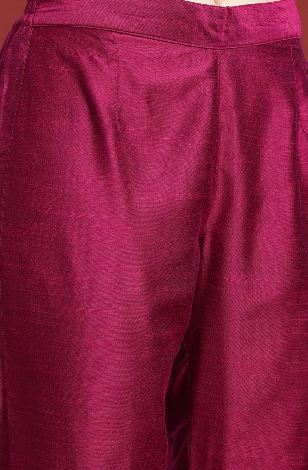 Silk Blend Ethnic Motifs Embroidered Kurtha Set with trousers and dupatta