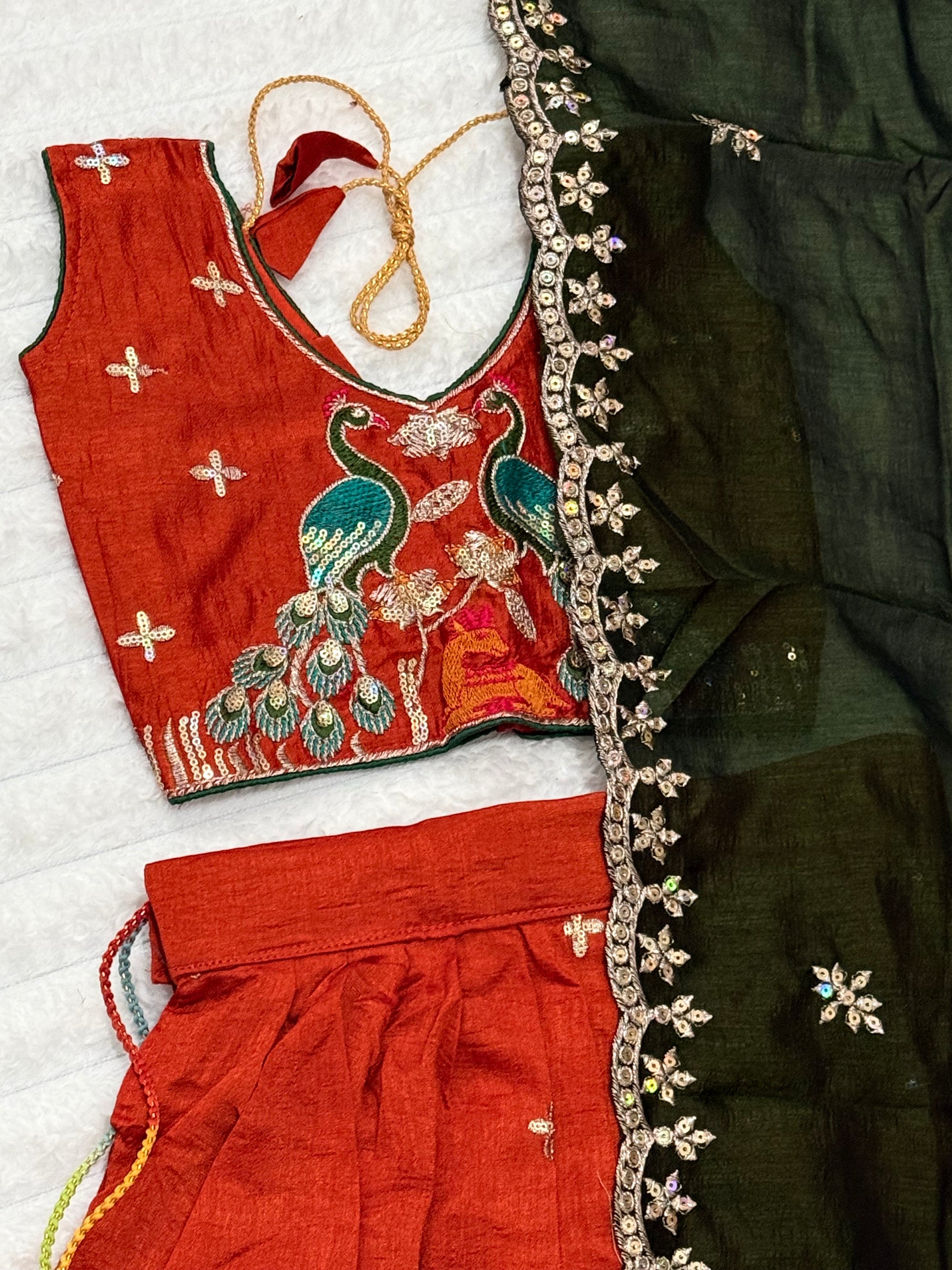 Girls Festive Wear Silk Lehenga Set