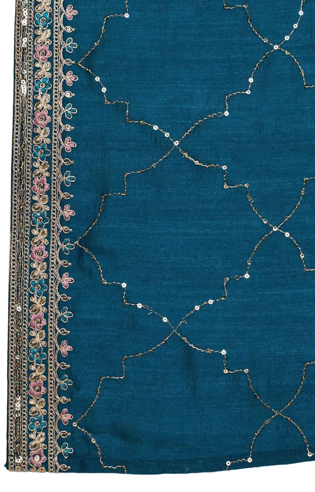 Women Pleated Ethnic Motifs Embroidered Anarkali Kurtha with Trousers and Dupatta