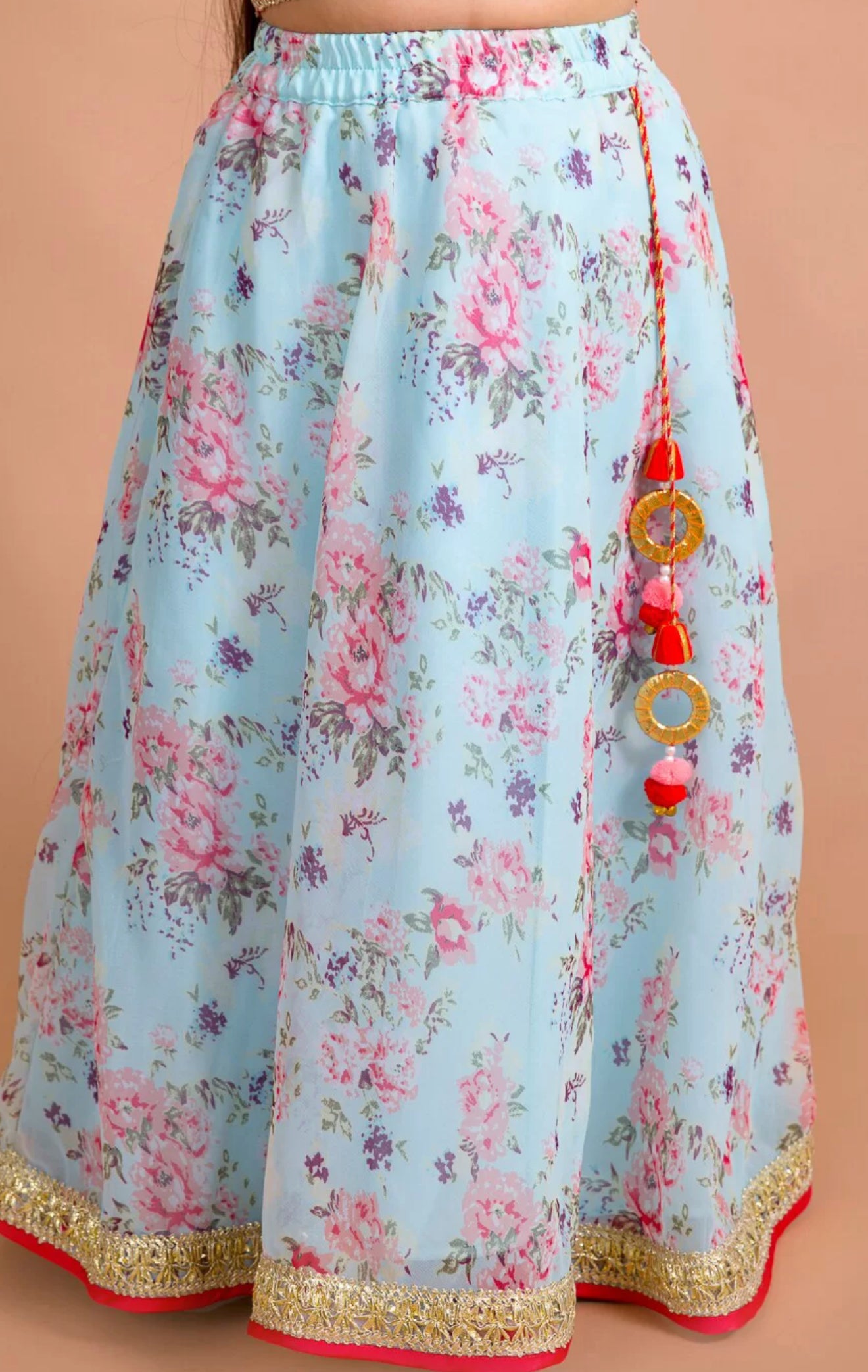 Red Floral Lehanga Choli Set