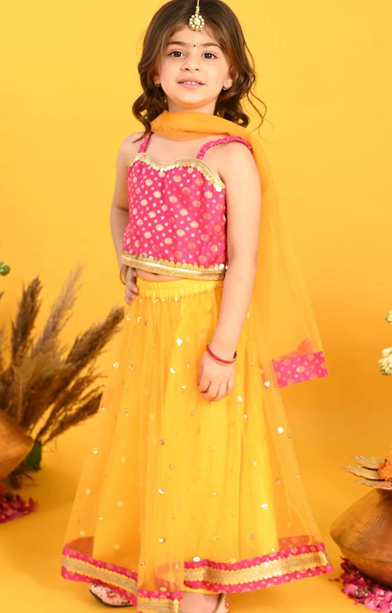 Girls Sequinned Embellished Ready to Wear Lehanga Choli Set